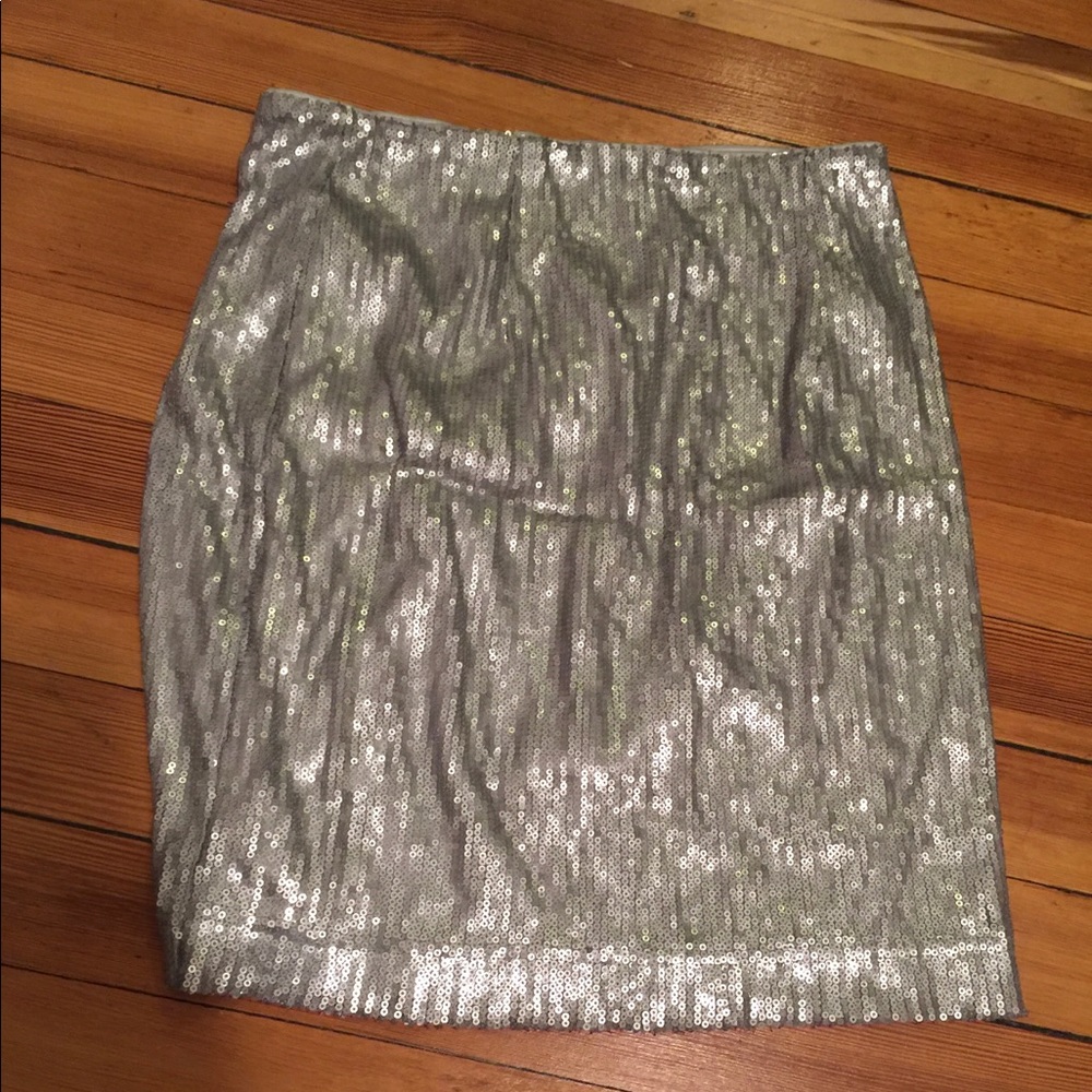 Silver Sequin Mini Skirt